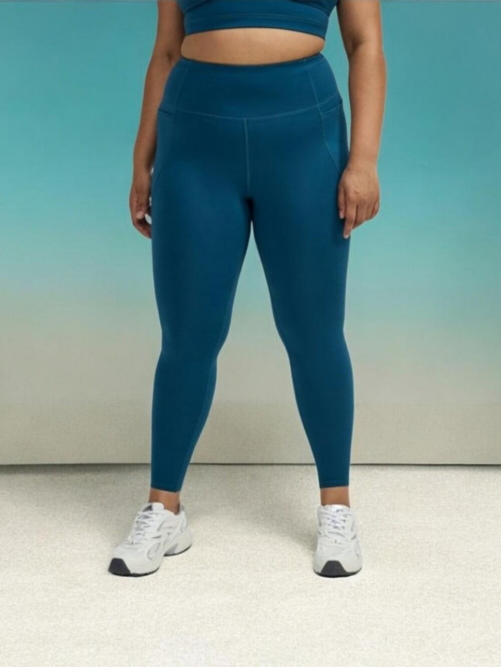 #K07 High-Waist Teal Active Leggings - Women